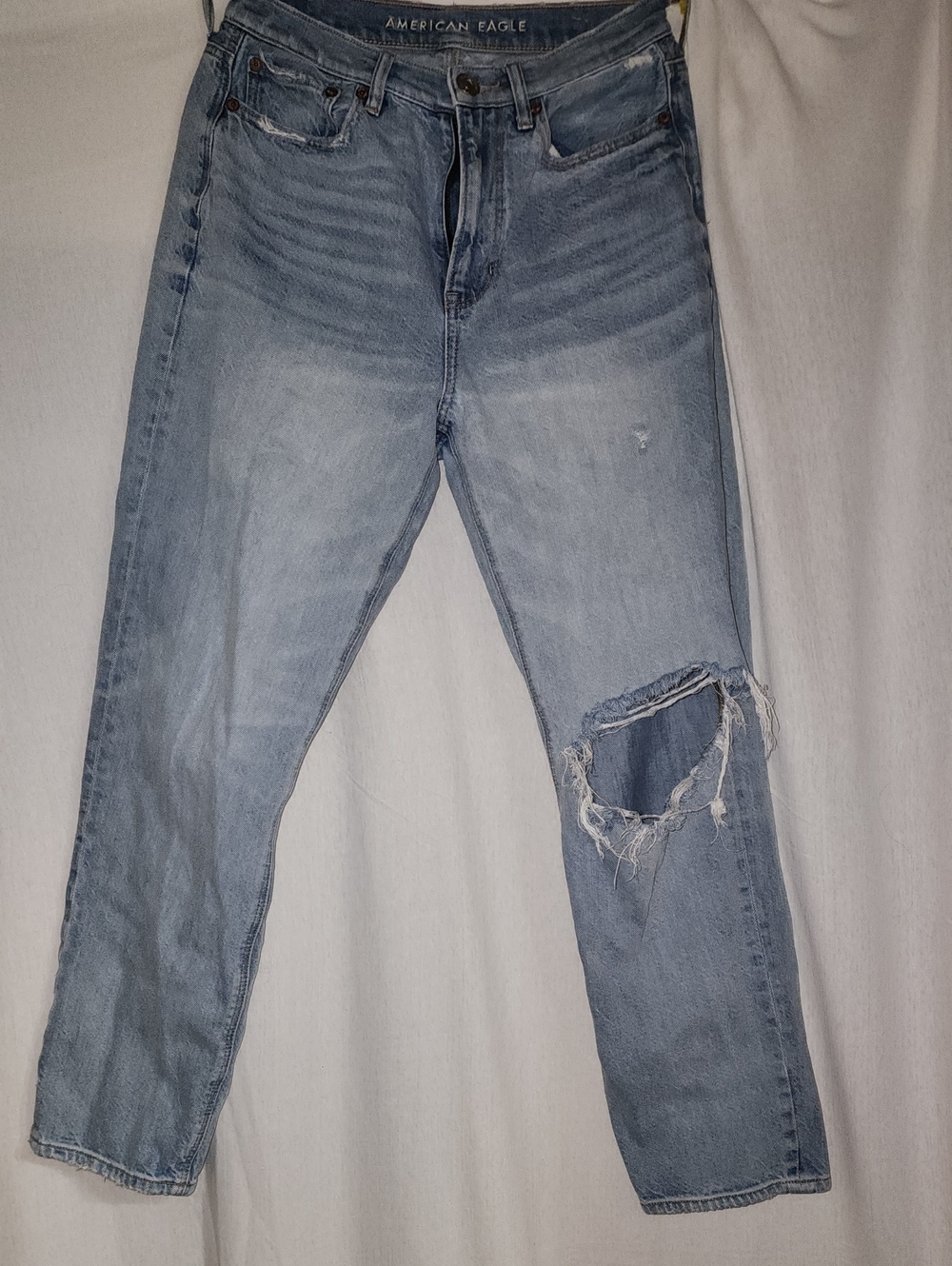 American Eagle Outfitters Women S Size 4 Reg Light Blue Distressed Relaxed Jeans